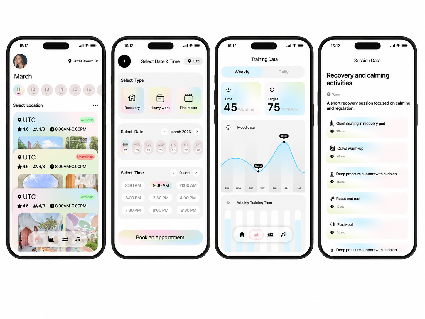 Appointment and training mobile interface showcase