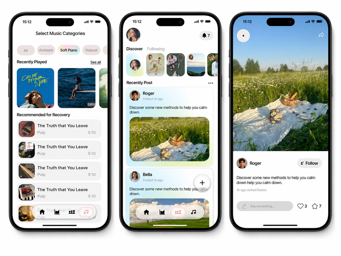 Music and community mobile interface showcase