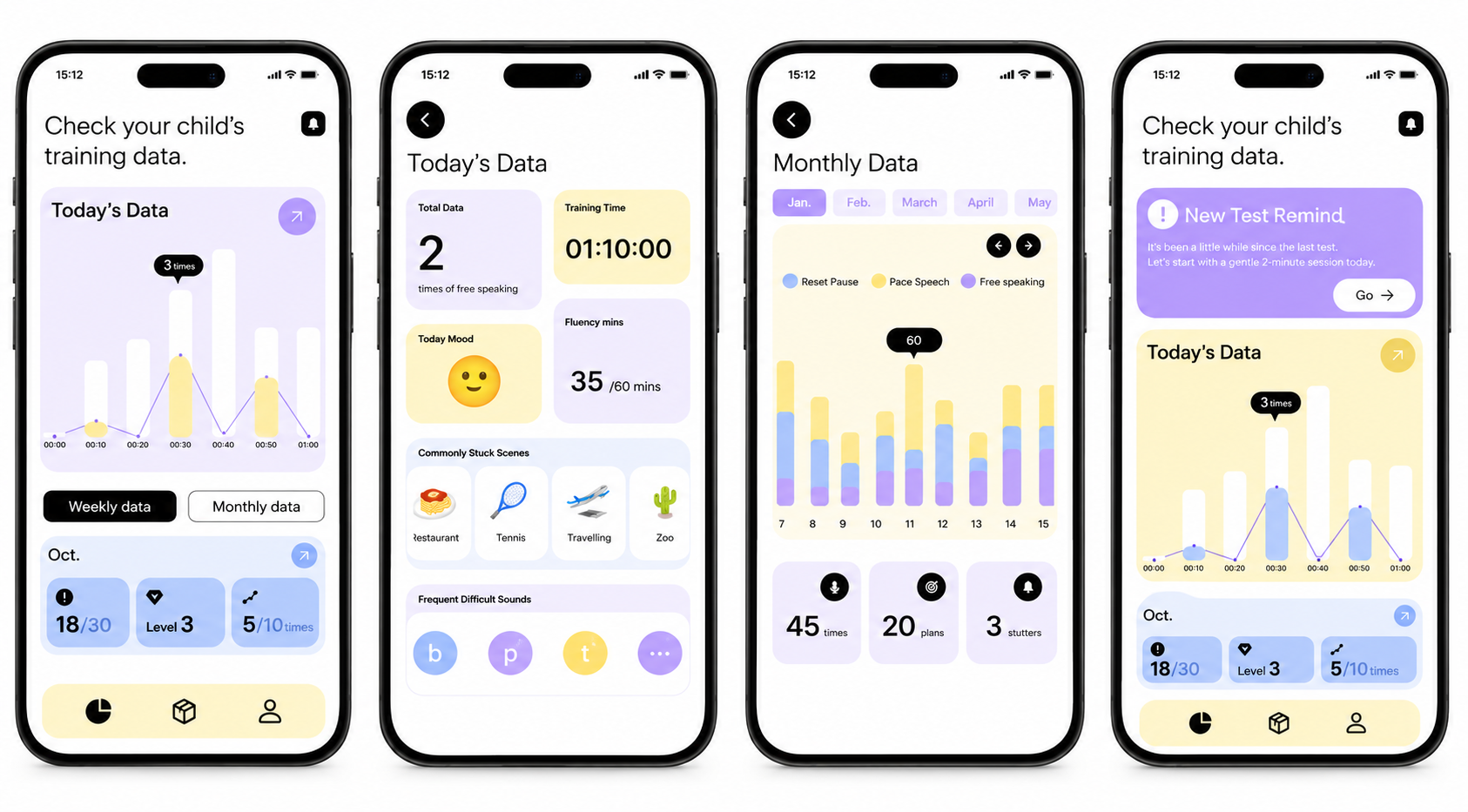 Training data app screens