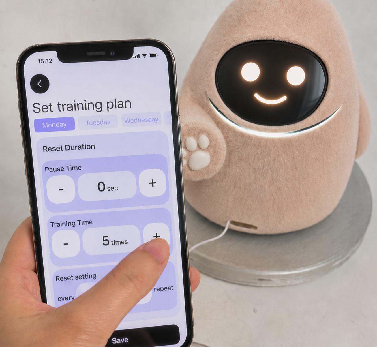 Training plan app used with the physical companion